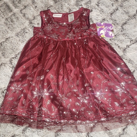 rose gold and burgundy flower girl dress